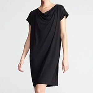 NWT Eileen Fisher Draped Front K/L Dress Grey Short Sleeve Size S